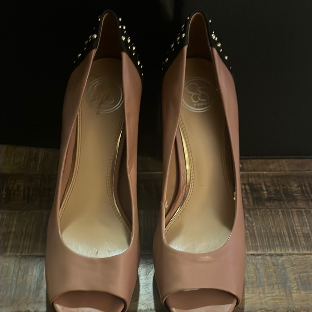 Jessica Simpson Brown Stiletto Heels with Studded Detail - Picture 2 of 5